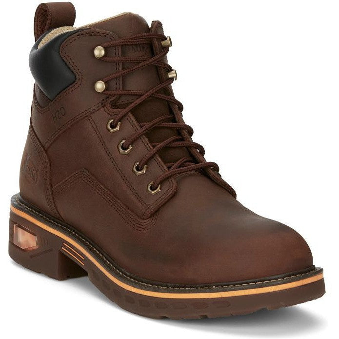 Justin Men s Resistor 6 WP Lace Up Western Work Boot Brown CR401