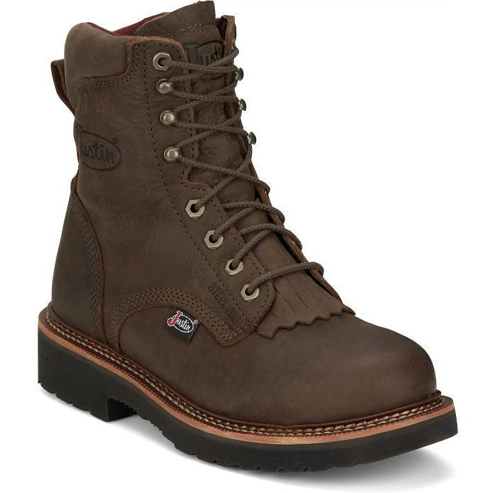 Justin Men s Rivot 8 Lace Up Western Work Boot Brown OW441