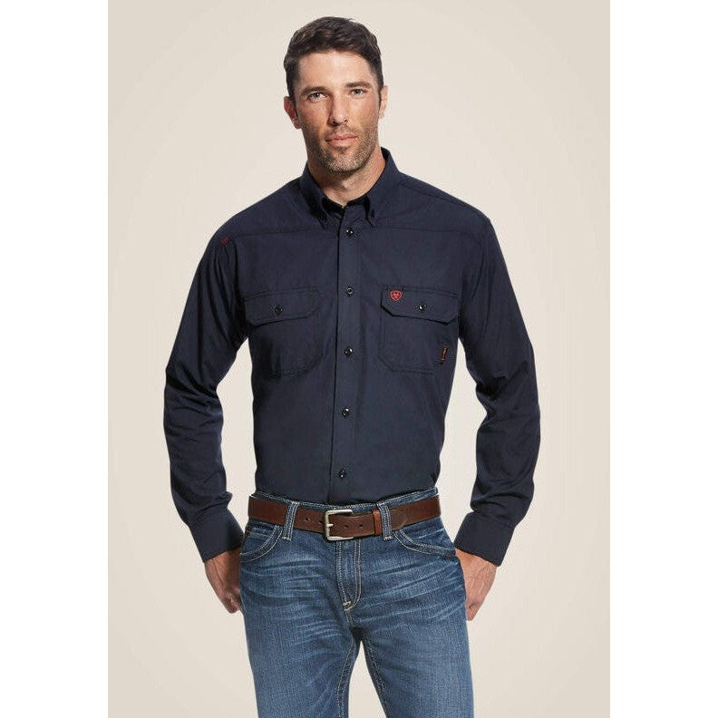 Ariat Men's Featherlight Flame Resist Work Shirt Navy - 10022899 Small / Navy / Standard - Overlook Boots