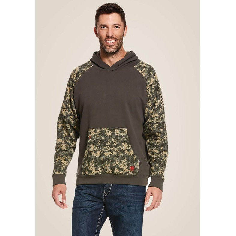 Ariat Men's DuraStretch Flame Resist Patriot Hoodie Sage - 10027911 Small / Sage Digi Camo / Standard - Overlook Boots