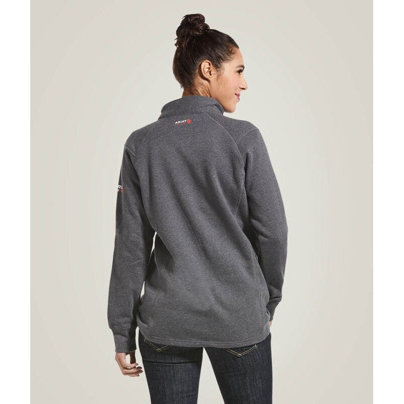 Ariat Women's Flame Resistant Rev 1/4 Zip Top Workwear Hoodie Charcoal - 10032841 - Overlook Boots