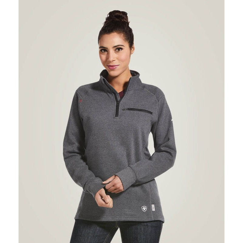 Ariat Women's Flame Resistant Rev 1/4 Zip Top Workwear Hoodie Charcoal - 10032841 Small / Charcoal Heather - Overlook Boots