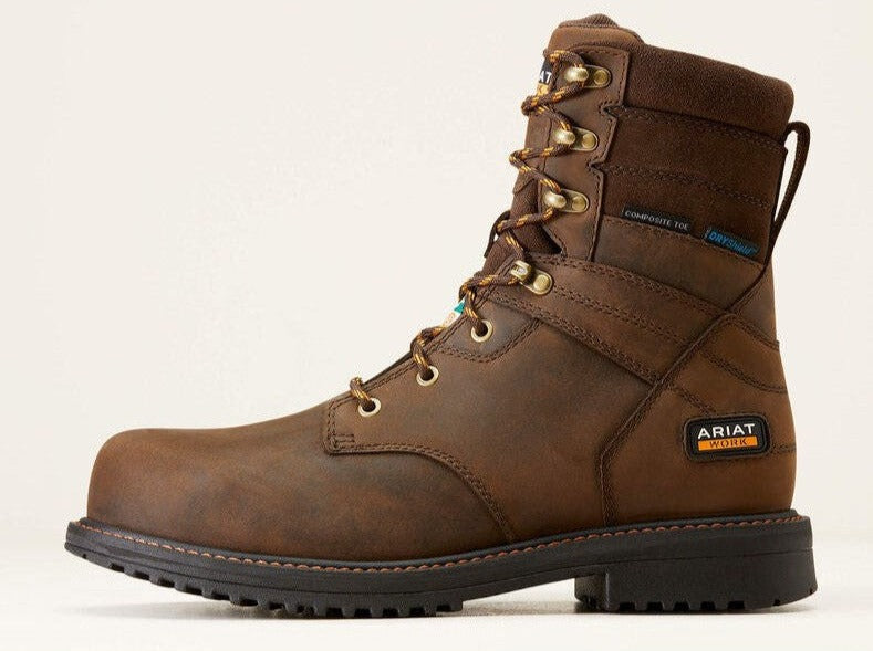 Ariat Men's Rigtek Csa 8" Comp Toe WP Work Boot -Brown- 10035989  - Overlook Boots