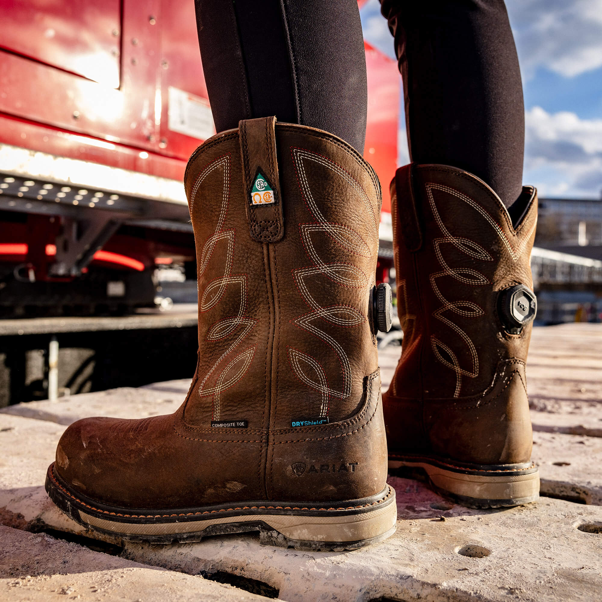 Ariat Women's Riveter 10" Comp Toe WP PR Work Boot - Brown - 10050831  - Overlook Boots