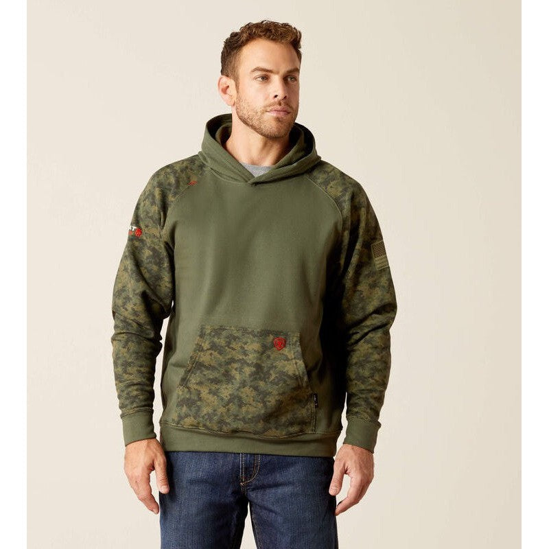 Ariat Men's Flame Resistant DuraStretch Patriot Flame Resist Hoodie Camo - 10051974 Small / Bettle Digi Camo / Standard - Overlook Boots