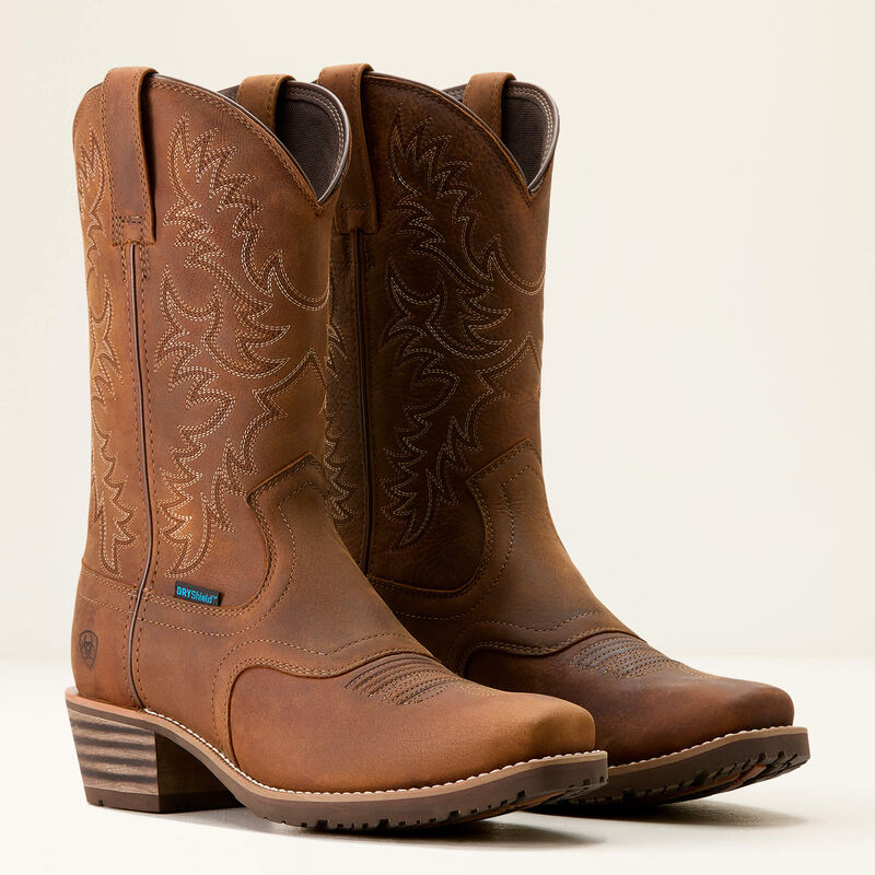 Ariat Men's Hybrid Roughstock Square Toe WP Cowboy Boot -Brown- 10053577  - Overlook Boots