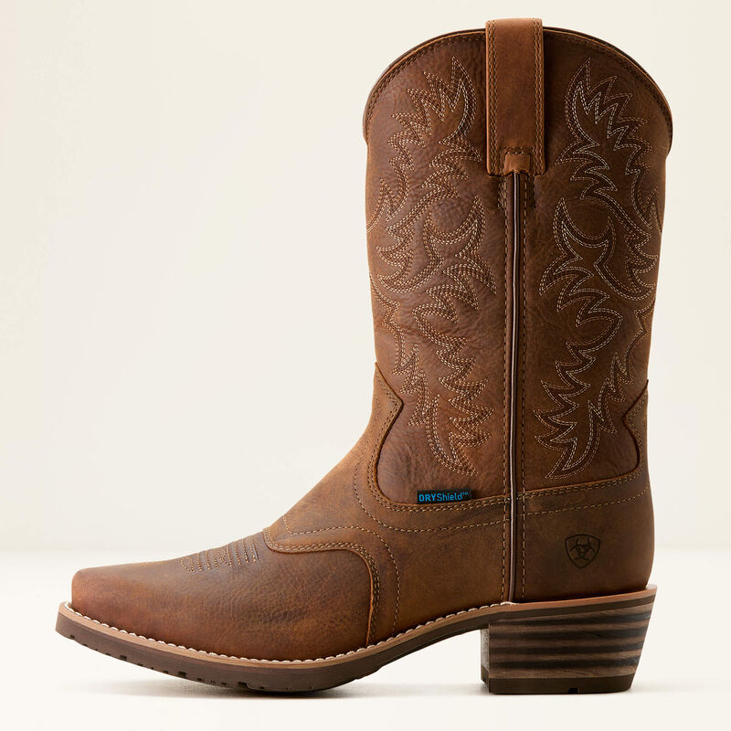 Ariat Men's Hybrid Roughstock Square Toe WP Cowboy Boot -Brown- 10053577  - Overlook Boots