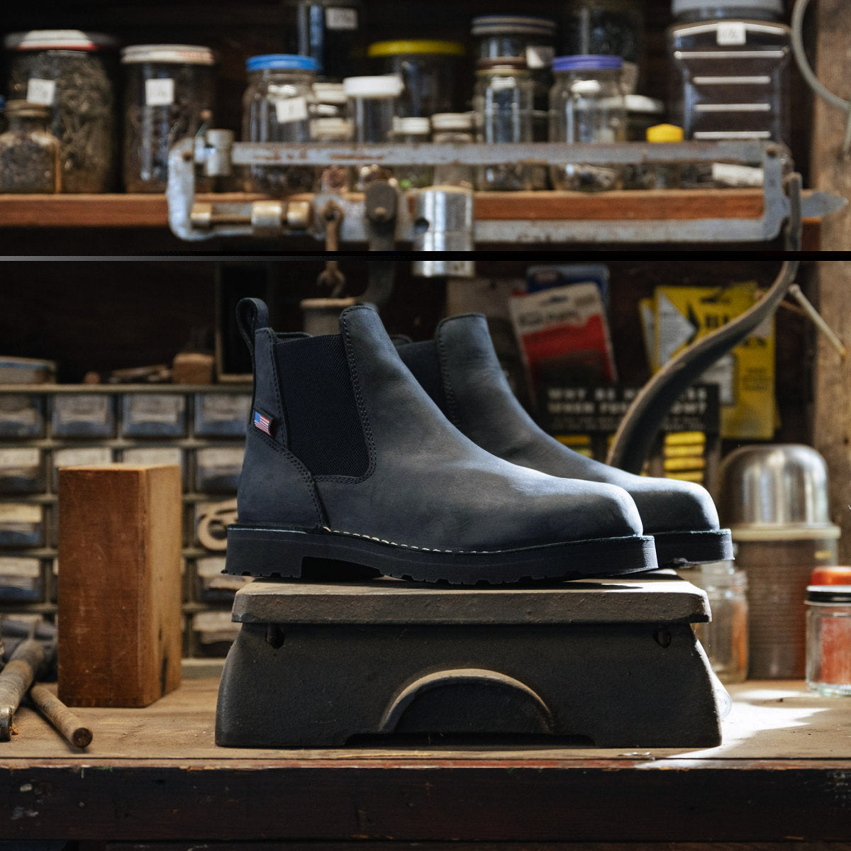 Danner Men's Bull Run 6" Plain Toe Chelsea Work Boot -Black- 15483  - Overlook Boots