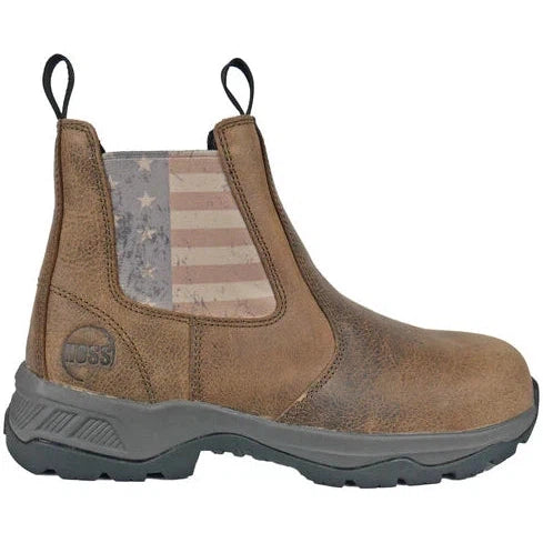 Hoss Men's Old Glory Composite Toe Slip Resistant Shoe - Brown 50411  - Overlook Boots