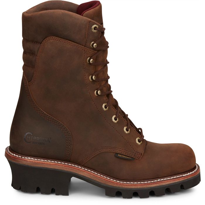 Chippewa Men's Super Dna 9" Plain Toe WP Lace Up Work Boot -Brown- 59406  - Overlook Boots