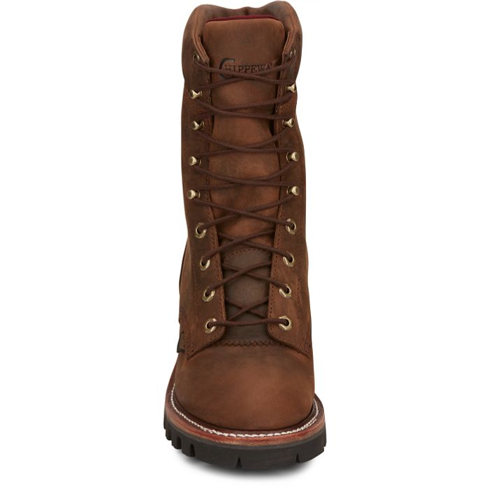 Chippewa Men's Super Dna 9" Plain Toe WP Lace Up Work Boot -Brown- 59406  - Overlook Boots