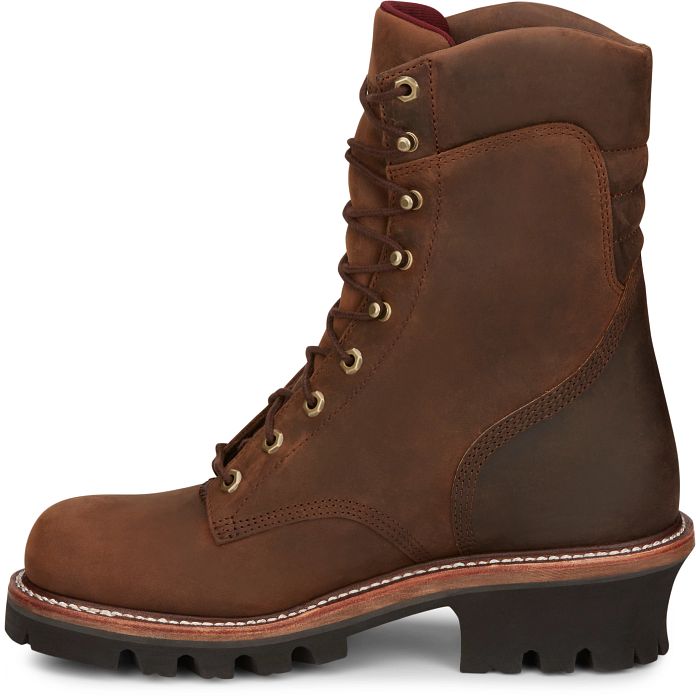 Chippewa Men's Super Dna 9" Plain Toe WP Lace Up Work Boot -Brown- 59406  - Overlook Boots