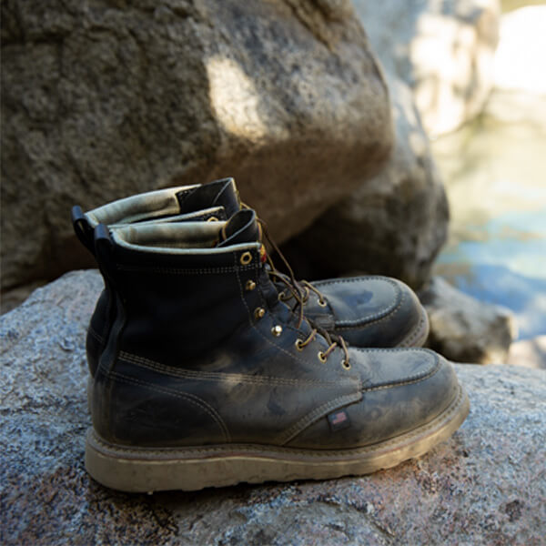 Thorogood Men's 6" Am Heritage 6" Wedge Work Boot - Black - 804-6201  - Overlook Boots