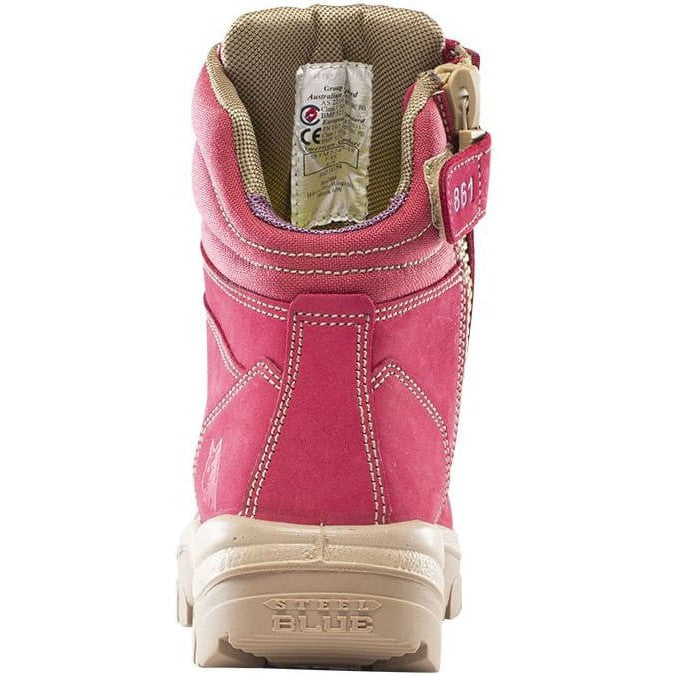 Steel Blue Women's Cross 6" Steel Toe WP Side Zip Work Boot -Pink- 812861  - Overlook Boots