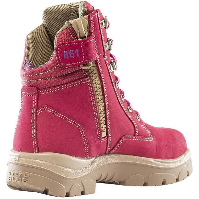 Steel Blue Women's Cross 6" Steel Toe WP Side Zip Work Boot -Pink- 812861  - Overlook Boots