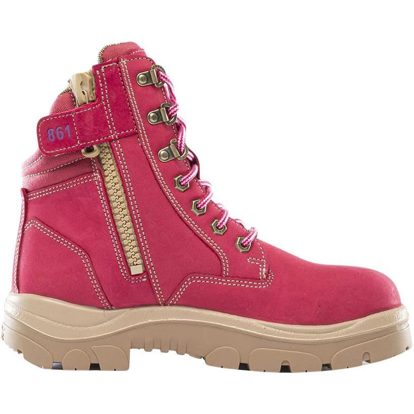 Steel Blue Women's Cross 6" Steel Toe WP Side Zip Work Boot -Pink- 812861  - Overlook Boots