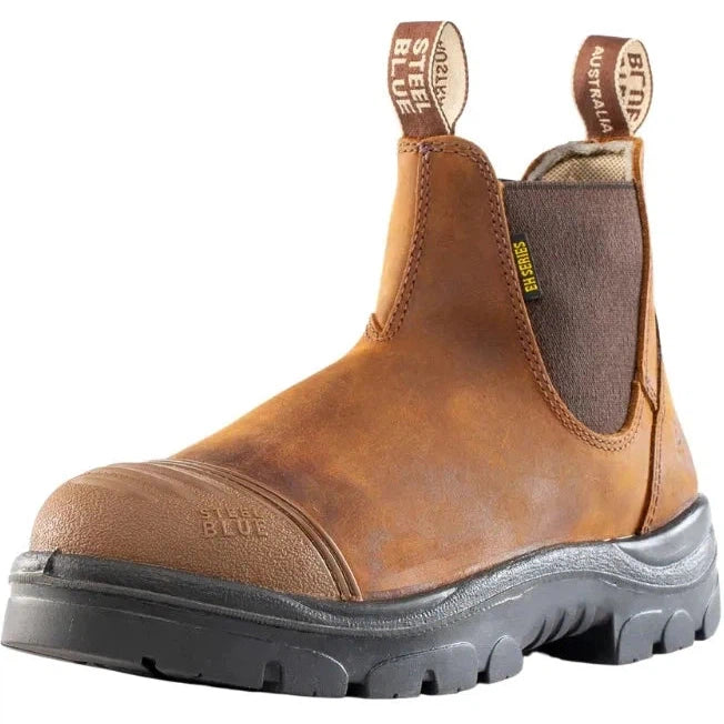 Steel Blue Men's Hobart Scuff Steel Toe Slip Resist Work Boot -Brown- 812967  - Overlook Boots