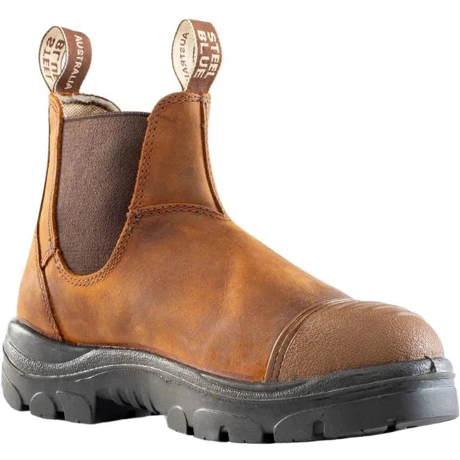 Steel Blue Men's Hobart Scuff Steel Toe Slip Resist Work Boot -Brown- 812967 7 / Medium / Brown - Overlook Boots