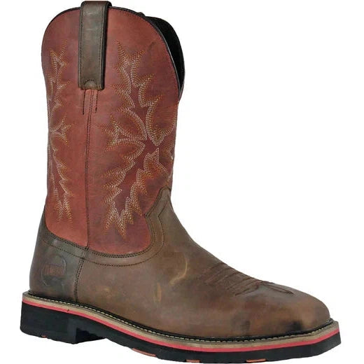 Hoss Men's Landon Cognac 11" Steel Toe Western Work Boot - Cognac/Red 92045 7 / Medium / Cognac/Red - Overlook Boots