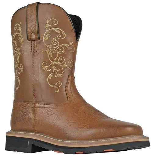 Hoss Women's Adah 9" Soft Toe Moisture Wicking Western Work Boot- Brown- 93025 5 / Medium / Brown - Overlook Boots