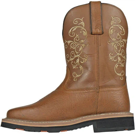 Hoss Women's Adah 9" Soft Toe Moisture Wicking Western Work Boot- Brown- 93025 - Overlook Boots