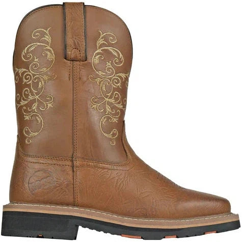 Hoss Women's Adah 9" Soft Toe Moisture Wicking Western Work Boot- Brown- 93025 - Overlook Boots