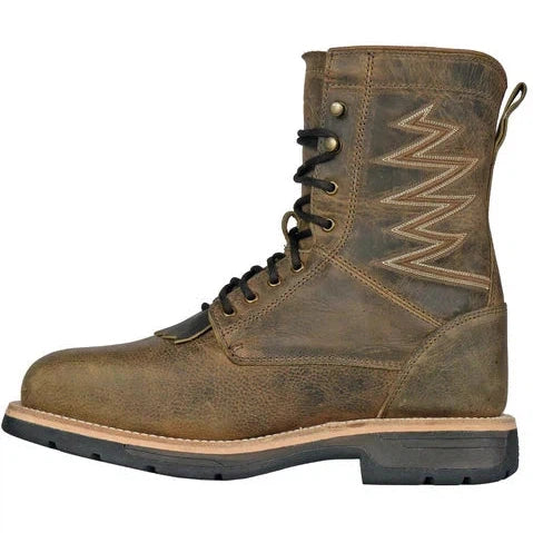 Hoss Men's Brisbee 8" Lacer Comp Toe Slip Resist Work Boot- Brown- 94062 - Overlook Boots