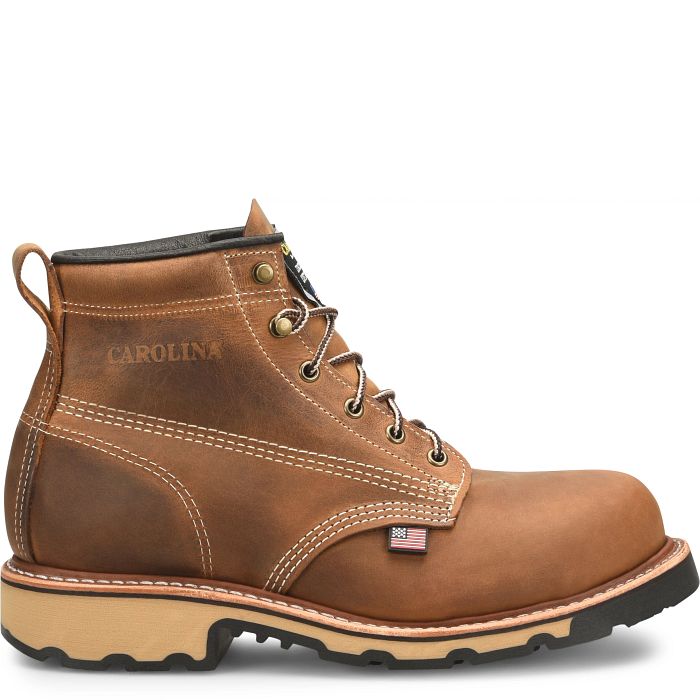 Carolina Men's Ferric 6" Steel Toe Made in USA Work Boot- Brown- CA7829  - Overlook Boots