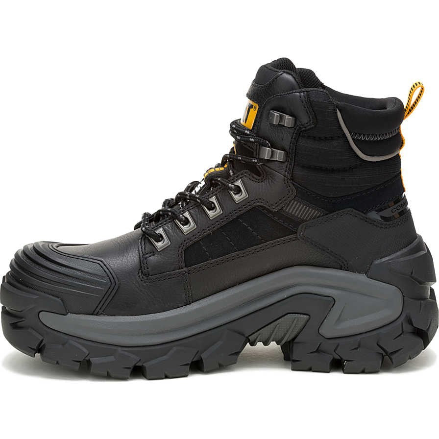 Cat Men's Invader Max Comp Toe WP Slip Resistant Work Boot -Black- P91728  - Overlook Boots