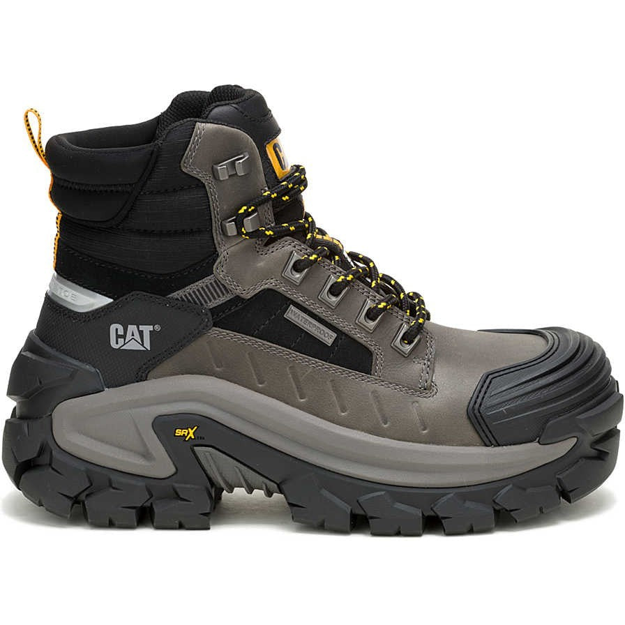 Cat Men's Invader Mid Vent Comp Toe WP Slip Resistant Work Boot -Black- P91756  - Overlook Boots