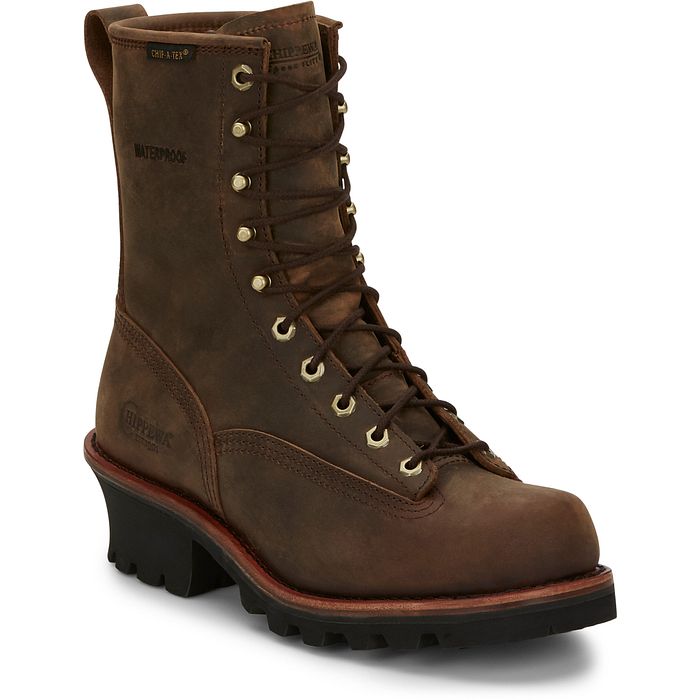 Chippewa Men's Paladin 8" Soft Toe WP Logger Work Boot- Brown - 73100 8 / Medium / Brown - Overlook Boots