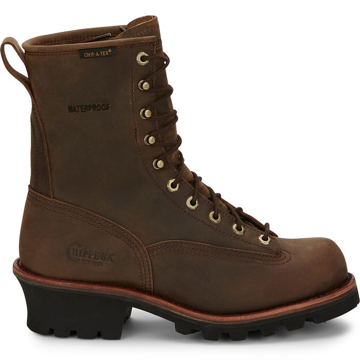 Chippewa Men's Paladin 8" Soft Toe WP Logger Work Boot- Brown - 73100 - Overlook Boots