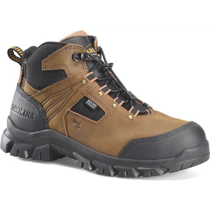 Carolina Men's Gruntz 5" EZ ON Steel Toe WP Hiker Work Boot -Brown- CA3596 8 / Medium / Dark Brown - Overlook Boots