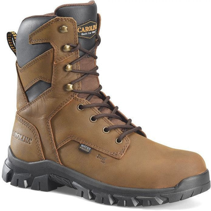 Carolina Men's Gruntz 8" Steel Toe Waterproof Slip Resist Work Boot -Brown- CA3597 8 / Medium / Dark Brown - Overlook Boots