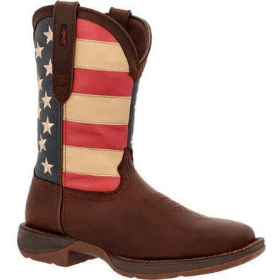 Durango Men's Rebel Patriotic 11" Soft Toe Pull On Western Classic Boot- Brown- DB5554 6 / Medium / Brown - Overlook Boots