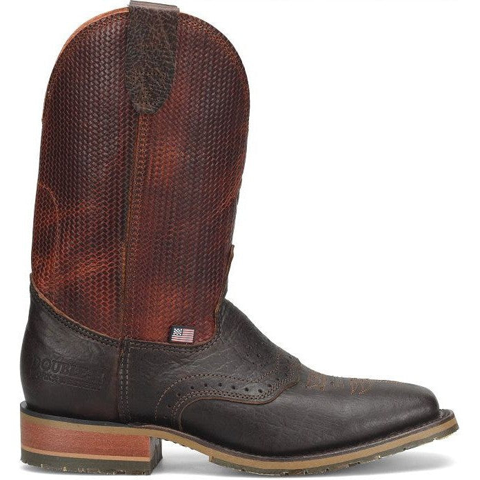 Double H Men's Baler 11" Square Toe Western Work Boot -Brown- DH4654 7.5 / Medium / Dark Brown - Overlook Boots