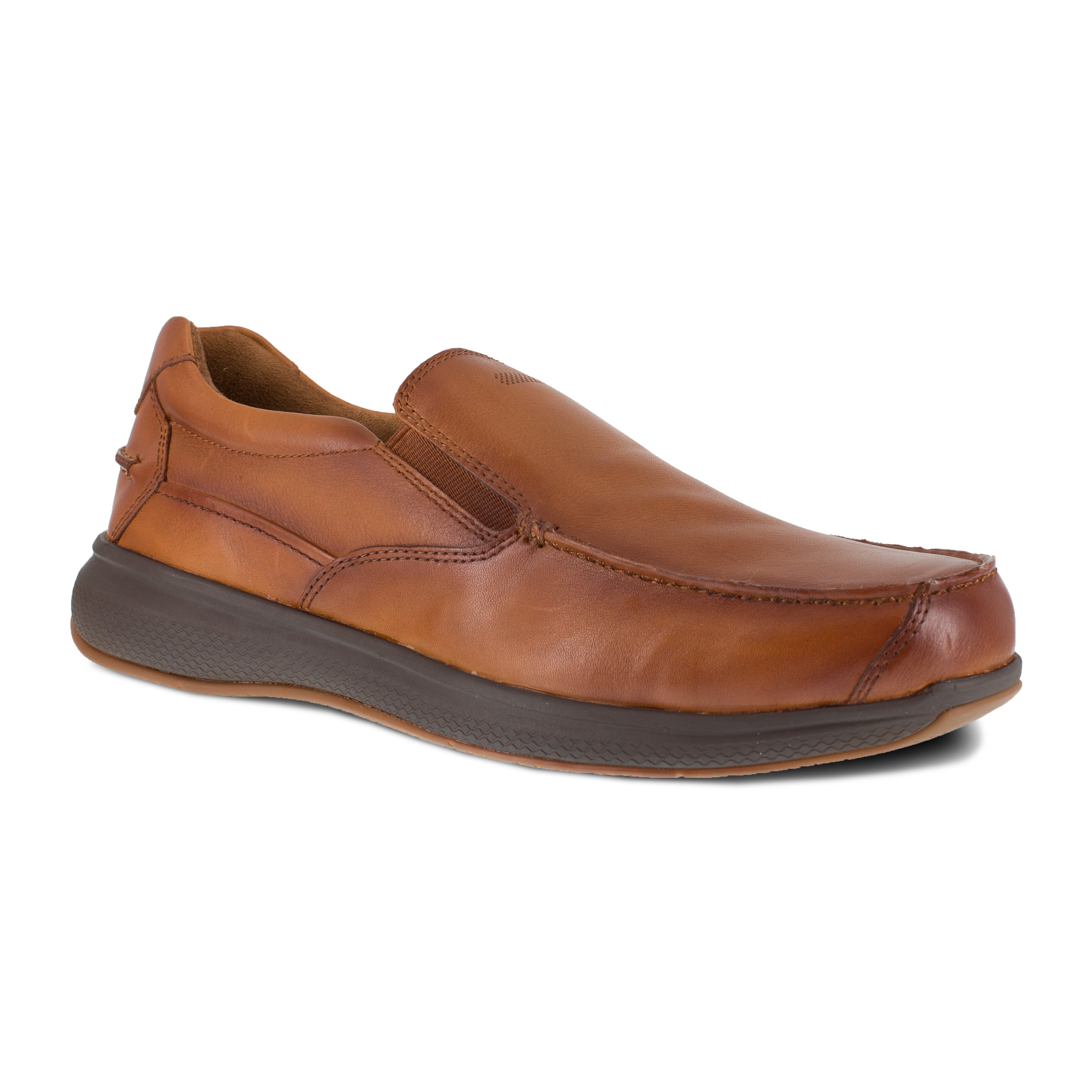 Florsheim Men's Bayside Steel Toe Slip On Boat Work Shoe - Cognac - FS2325 8 / Medium / Cognac - Overlook Boots