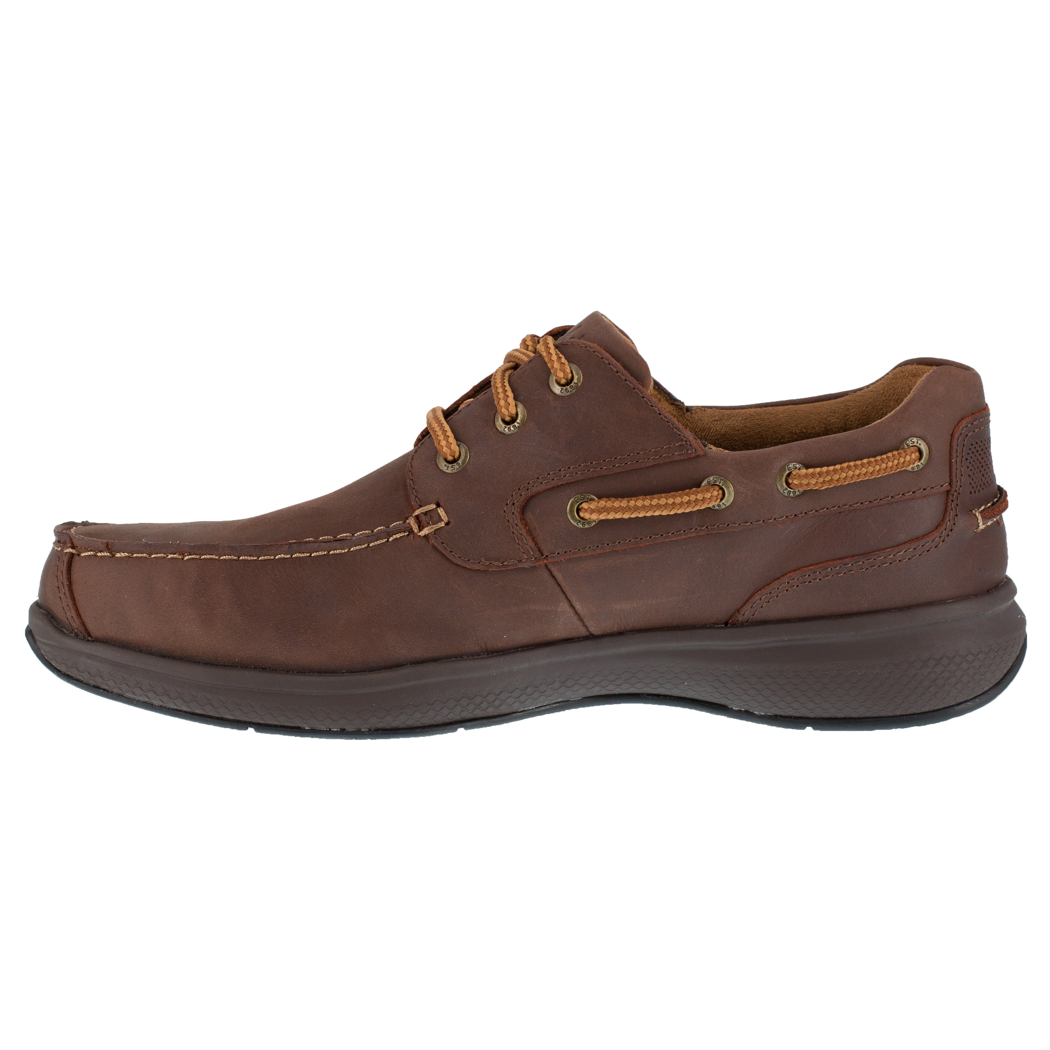 Florsheim Men's Bayside Steel Toe Three Eye Tie Boat Work Shoe - Brown - FS2326 - Overlook Boots