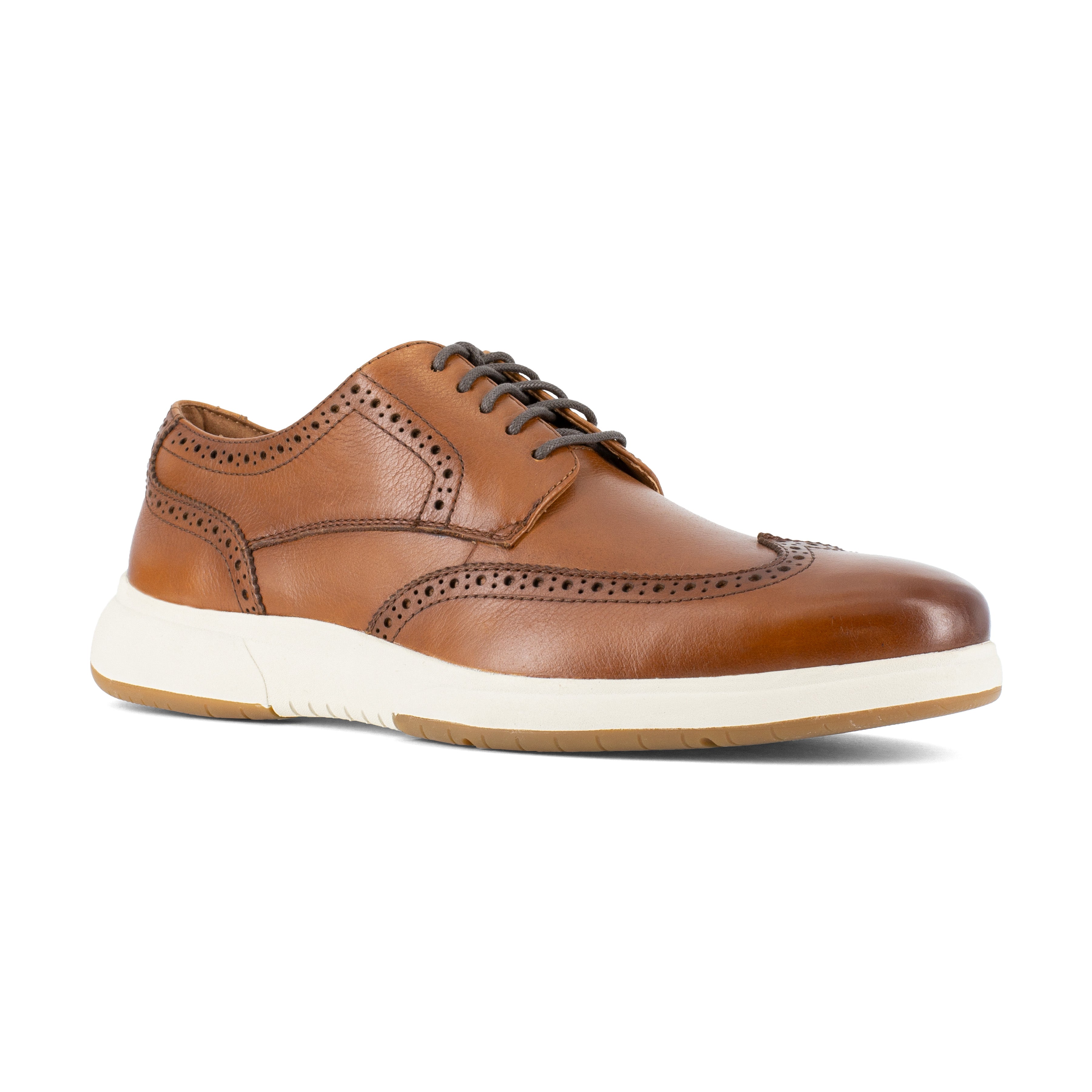 Florsheim Men's Flair Steel Toe Wingtip Oxford Work Shoe - Cognac - FS2623 8 / Medium / Brown - Overlook Boots