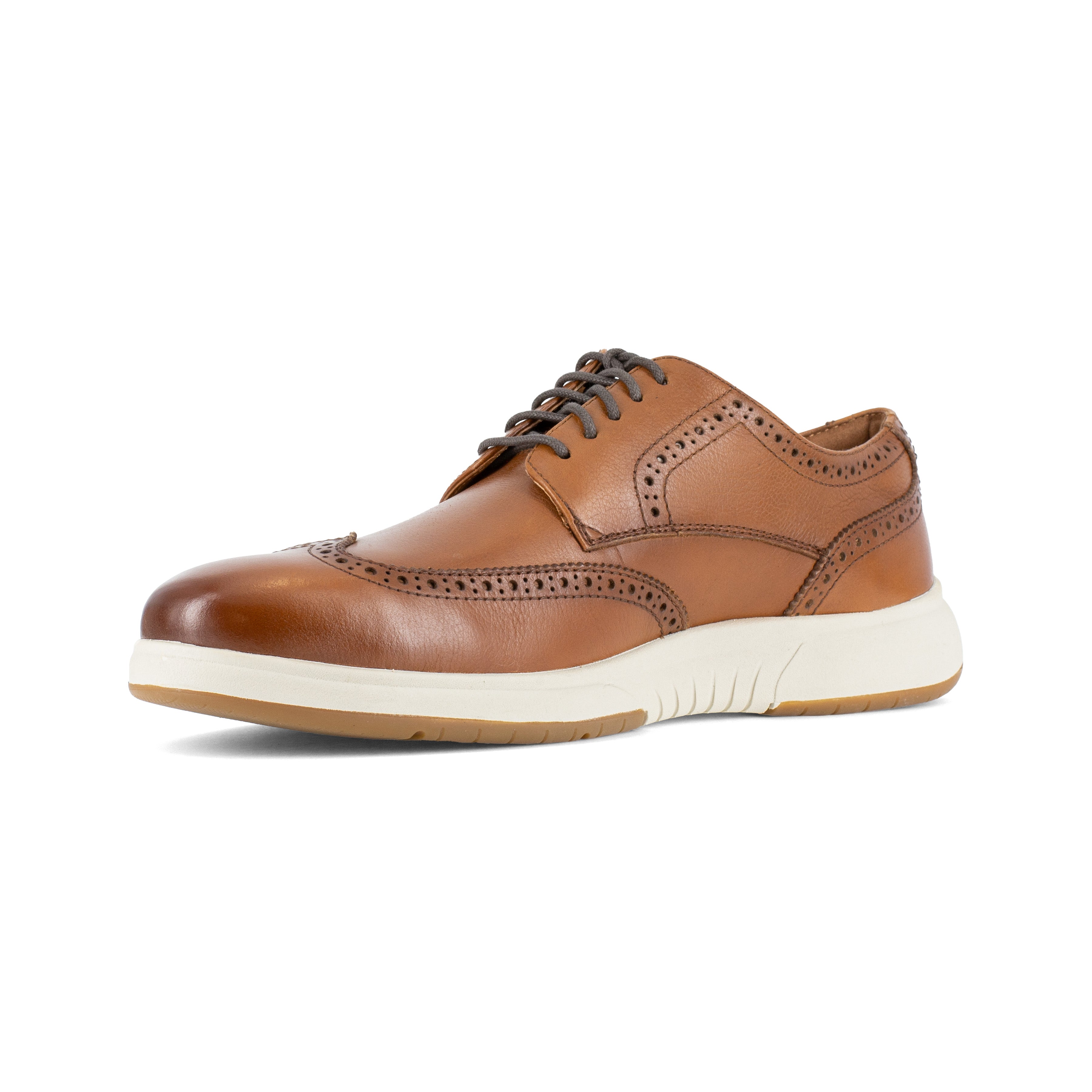 Florsheim Men's Flair Steel Toe Wingtip Oxford Work Shoe - Cognac - FS2623 - Overlook Boots