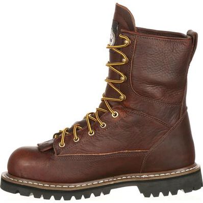 Georgia Men's Logger 8" Steel Toe WP Lace-To-Toe Work Boot- Chocolate- G103  - Overlook Boots