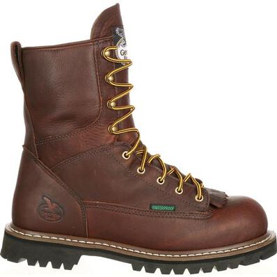 Georgia Men's Logger 8" Steel Toe WP Lace-To-Toe Work Boot- Chocolate- G103  - Overlook Boots