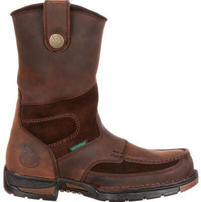 Georgia Men's Athens 10" Soft Toe WP Wellington Work Boot -Brown- G4403  - Overlook Boots