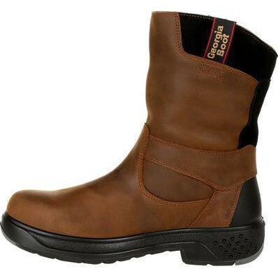 Georgia Men's Flxpoint 10" Comp Toe WP Wellington Work Boot- Brown - G5644  - Overlook Boots