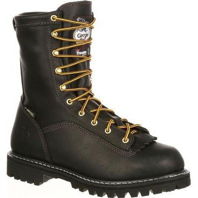 Georgia Men's Lace To Gore-Tex 8" Soft Toe WP 200G Ins Work Boot- Black- G8040 5 / Medium / Black - Overlook Boots