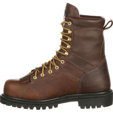 Georgia Men's Lace To Toe 8" Soft Toe WP Work Boot- Chocolate- G8041  - Overlook Boots