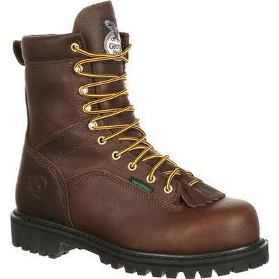 Georgia Men's Lace To Toe 8" Steel Toe WP Work Boot- Chocolate- G8341 8 / Wide / Chocolate - Overlook Boots