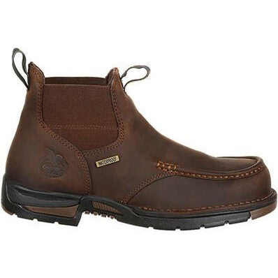 Georgia Men's Athens 5" Moc Toe WP Chelsea Work Boot -Brown- GB00156 8 / Medium / Brown - Overlook Boots