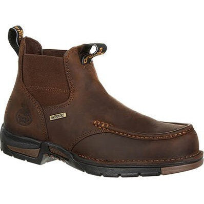 Georgia Men's Athens 5" Moc Toe WP Chelsea Work Boot -Brown- GB00156  - Overlook Boots