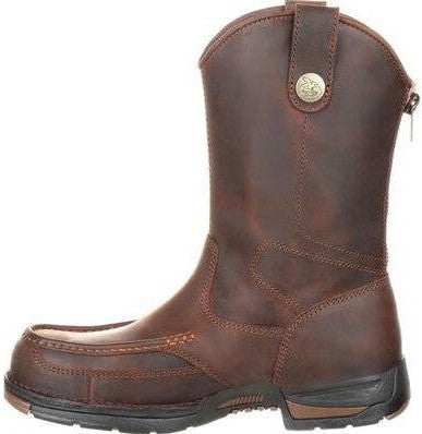 Georgia Men's Athens 11" Soft Toe Pull On Zipper Work Boot- Brown- GB00226  - Overlook Boots